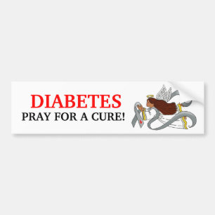 "Gray Diabetes Ribbon" Ethnic Awarenesss Angel Bumper Sticker