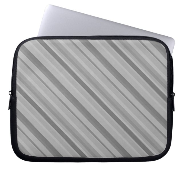 Gray diagonal stripes laptop sleeve (Front)