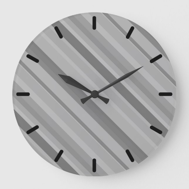 Gray diagonal stripes large clock (Front)