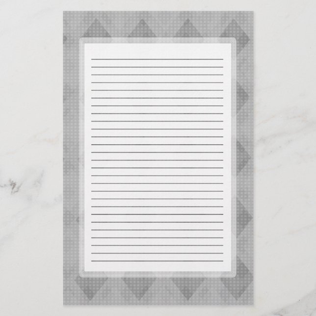 Gray Diamond Lined Stationery (Front)