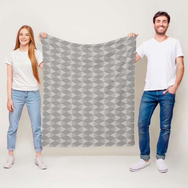 Gray Diamond Pattern Fleece Blanket (In Situ)