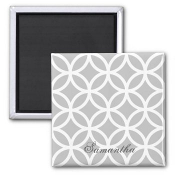 Gray Diamond Pattern Personalized Magnet by Superstarbing at Zazzle