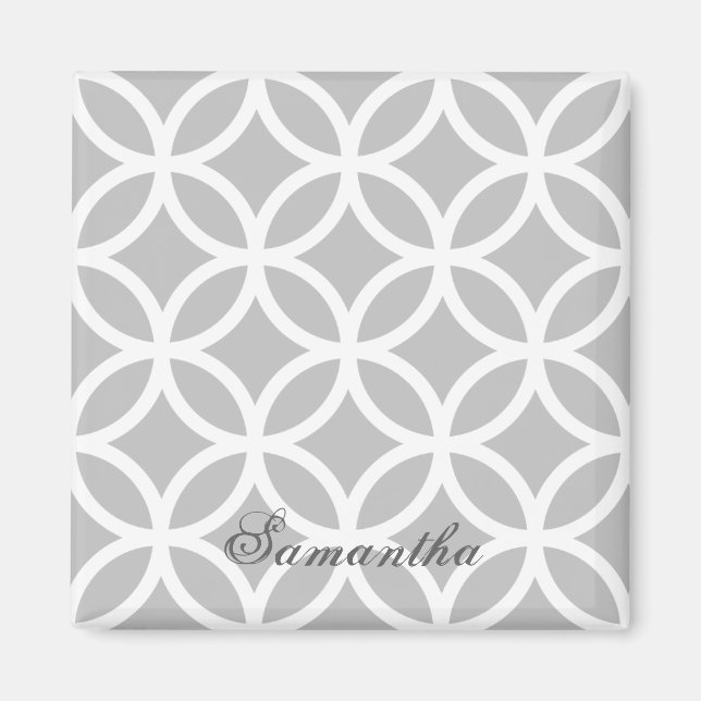 Gray Diamond Pattern Personalized Magnet (Front)
