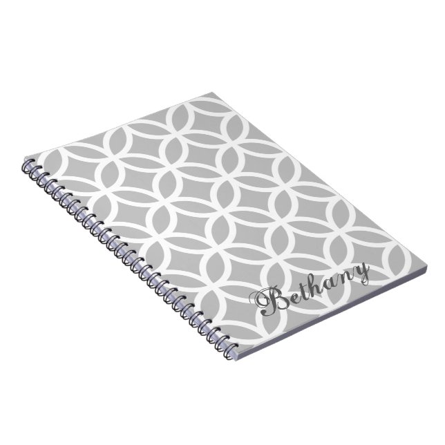 Gray Diamond Pattern Personalized Notebook (Right Side)