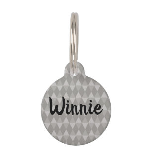 Gray Diamond Pattern Pet ID Tag