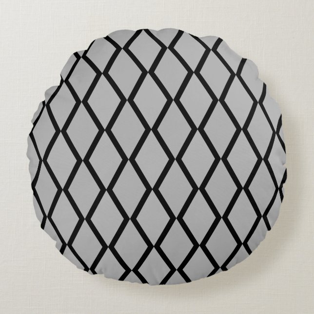 Gray diamond Pattern Round Pillow (Front)