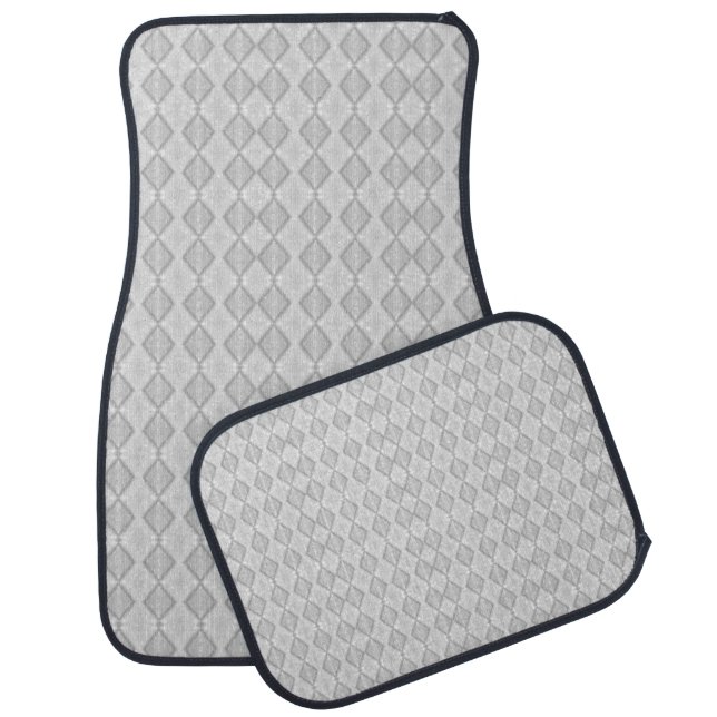 Gray diamond patterned car floor mat (Set)