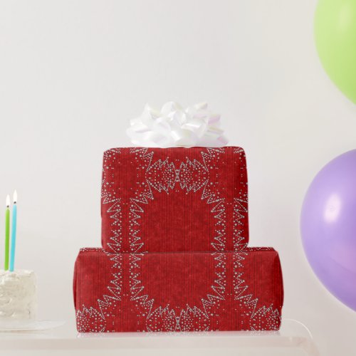 Gray Diamond Silver Red Holidays Winter Velvet  Wrapping Paper
