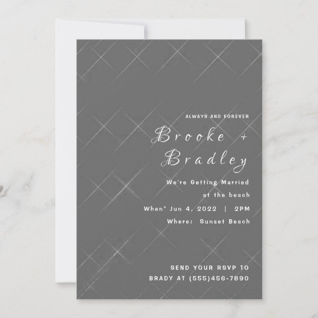 Gray Diamond Texture Wedding Invitation (Front)