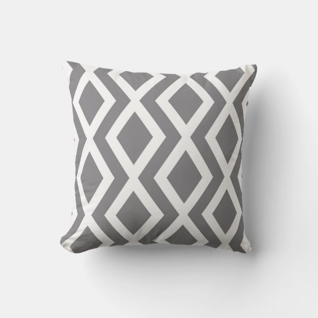 Gray Diamond Throw Pillow (Front)