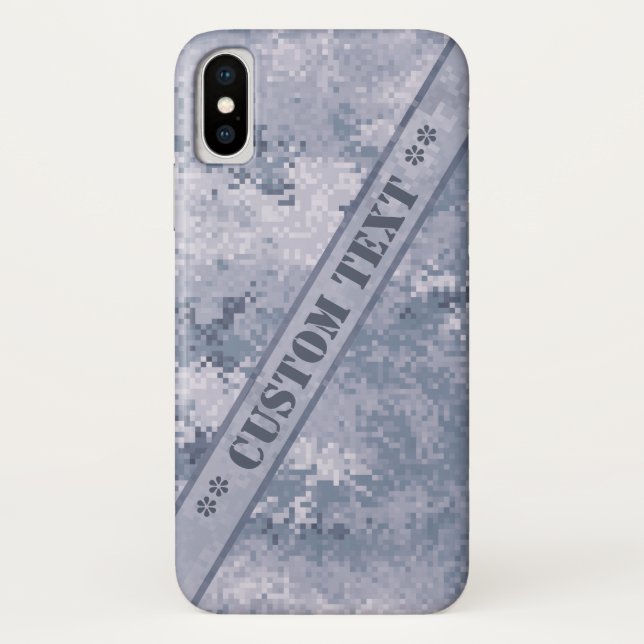 Gray Digi Camo w/ Custom Text Case-Mate iPhone Case (Back)