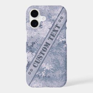 Gray Digi Camo w/ Custom Text iPhone 17 Case