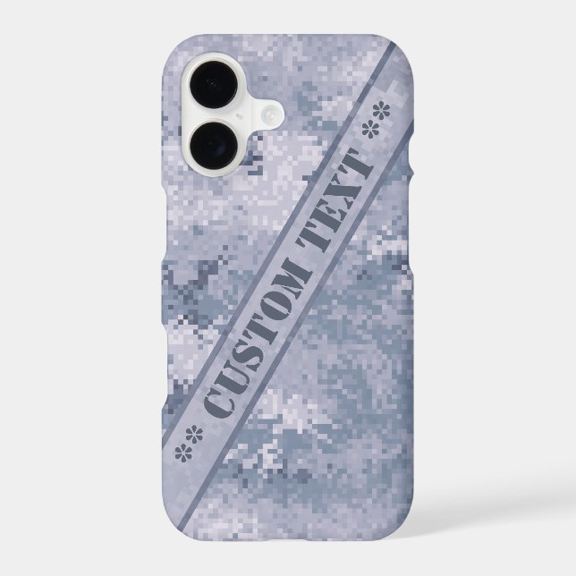 Gray Digi Camo w/ Custom Text Iphone Case (Back)