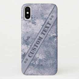Gray Digi Camo w/ Custom Text iPhone X Case