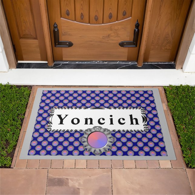 Gray Disc Ribbon by Kenneth Yoncich Doormat (Outdoor)
