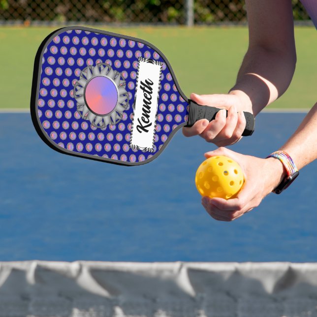Gray Disc Ribbon by Kenneth Yoncich Pickleball Paddle (Insitu)