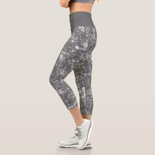 Gray Distressed Capri Leggings
