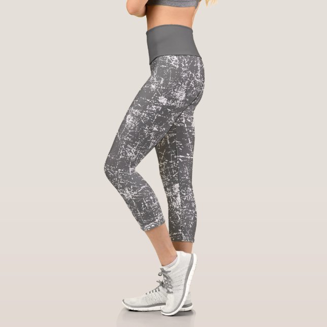 Gray Distressed Capri Leggings (Left)
