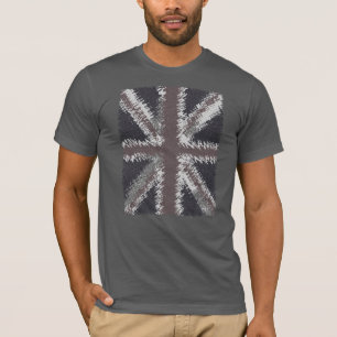 Gray Distressed Union Jack Flag British T-Shirt
