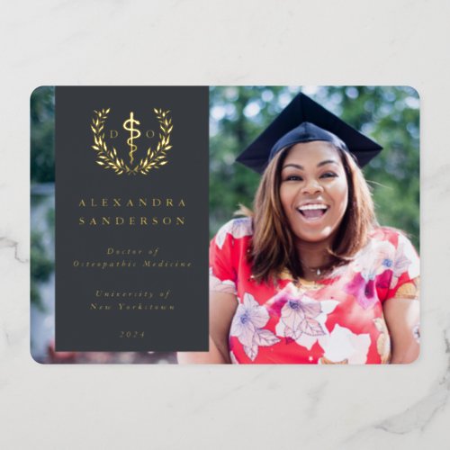 Gray DO Asclepius Graduation Photo Announcement