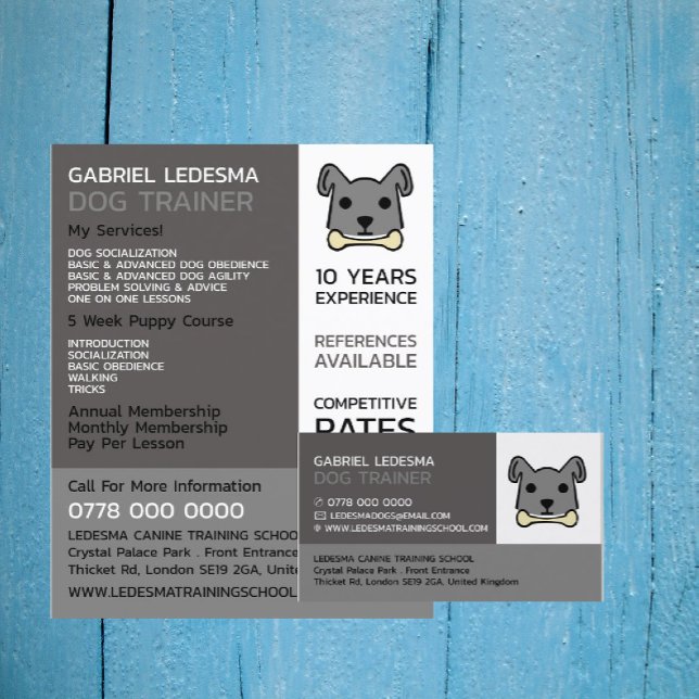 Gray Dog, Dog Trainer Business Card (Creator Uploaded)