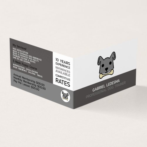 Gray Dog Dog Trainer Detailed Business Card