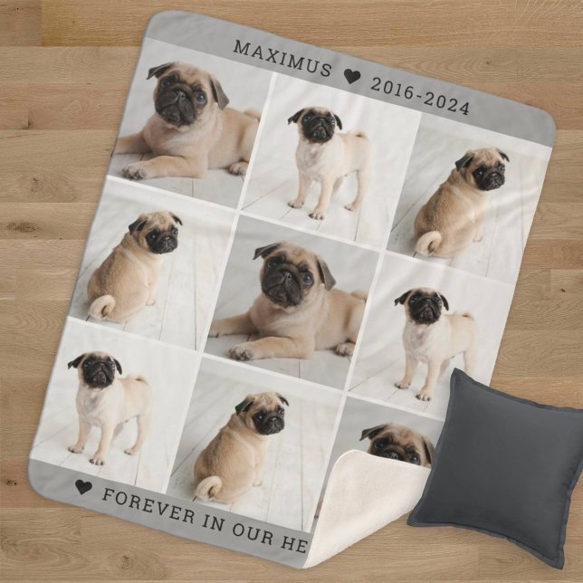 Gray Dog Memorial Photo Collage Keepsake Sherpa Blanket (Creator Uploaded)