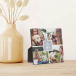 Gray | Dog Mom Photo Collage Plaque<br><div class="desc">Show off your dog mom status with this cute photo collage plaque featuring four square photos of you and your pup. "Dog Mom" appears in the center in white hand lettered typography on a light gray square.</div>