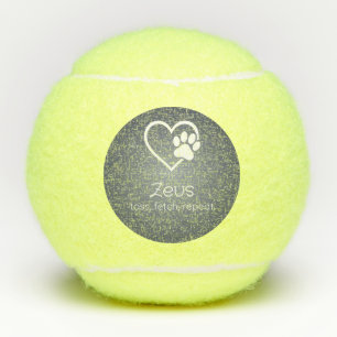 Gray Dog Name Tennis Ball 'toss, fetch, repeat'