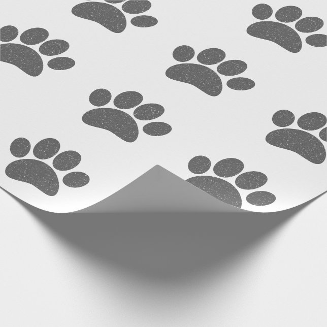 Gray Dog Paw Print Cartoon Old Paper Print (Corner)
