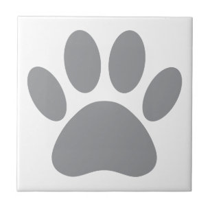 Gray Dog Pawprint Square Ceramic Tile