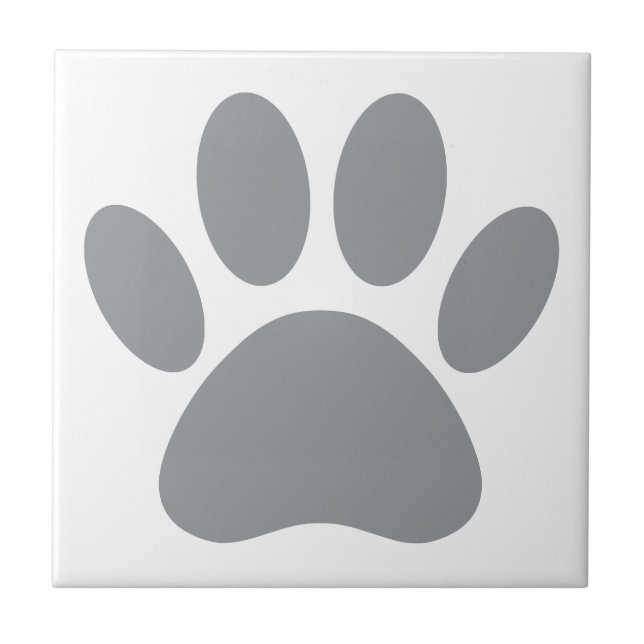 Gray Dog Pawprint Square Ceramic Tile (Front)