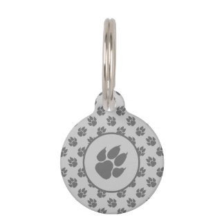 Gray Dog Paws And Custom Pet Info ID Tag