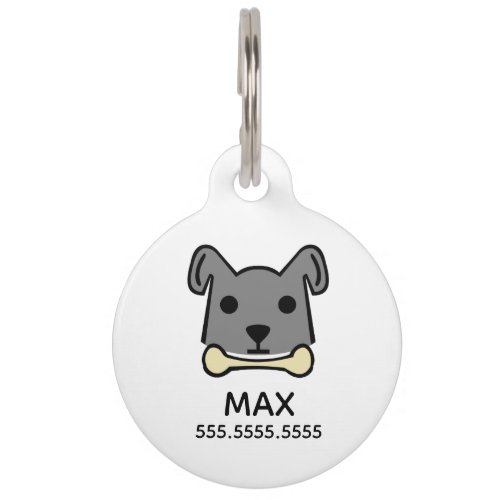 Gray Dog Personalized Pet Details  QR Code Pet ID Tag