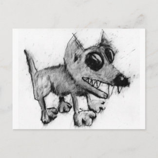 gray dog postcard
