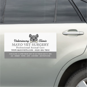 Gray Dog, Veterinarian, Veterinary Service Car Magnet