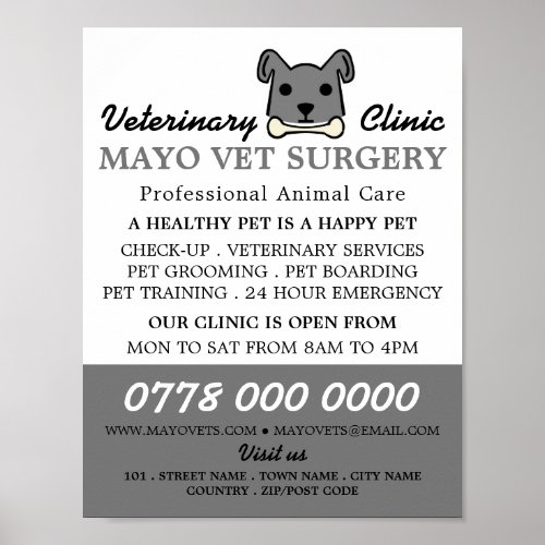 Gray Dog Veterinarian Veterinary Service Poster