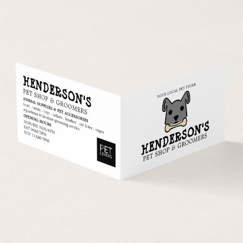 Gray Dog with Bone Pet Store  Groomers Detailed Business Card