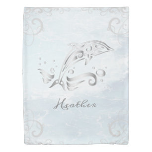 Gray Dolphin Duvet Cover