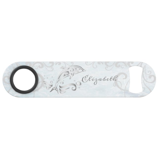 Gray Dolphin Personalized Bottle Opener (Front (Horizontal))