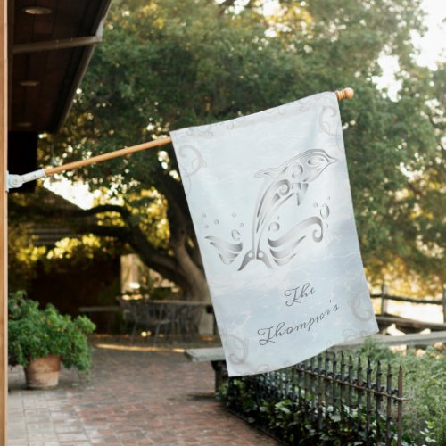 Gray Dolphin Personalized House Flag