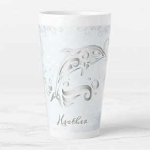 Gray Dolphin Personalized Latte Mug