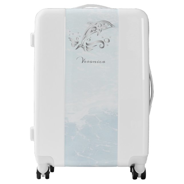 Gray Dolphin Personalized Luggage (Front)