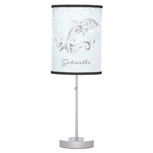 Gray Dolphin Personalized Table Lamp
