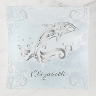 Gray Dolphin Personalized Trinket Tray