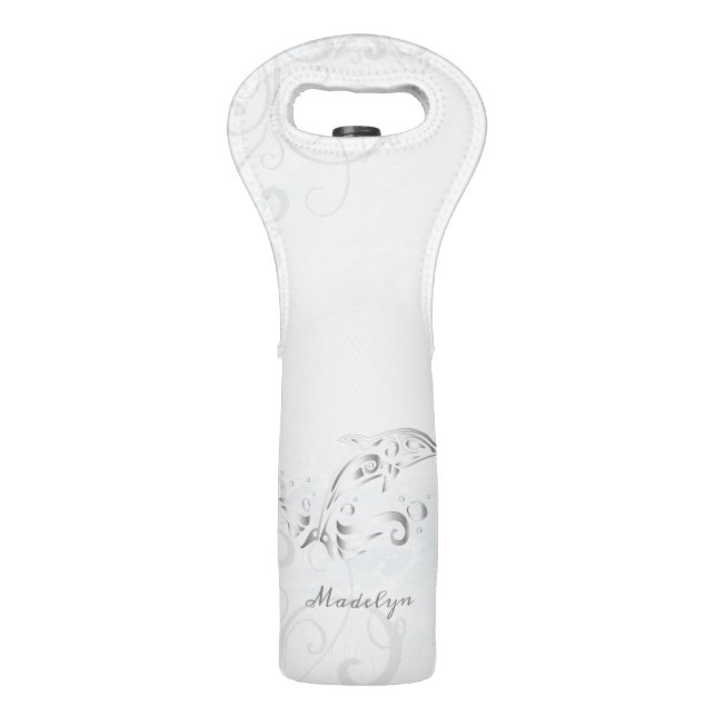 Gray Dolphin Personalized Wine Bag (Front)