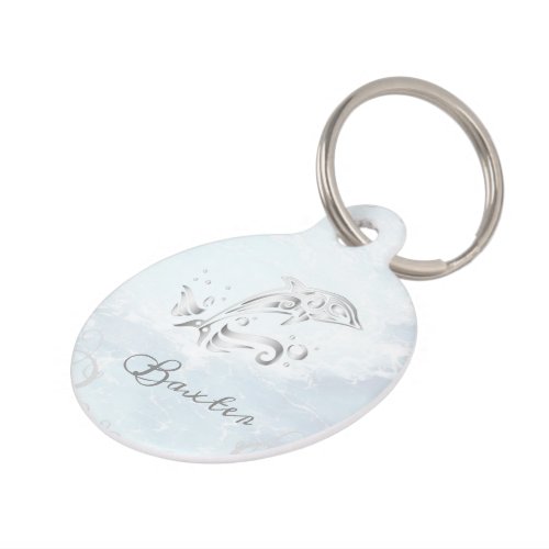 Gray Dolphin Round Pet Tag