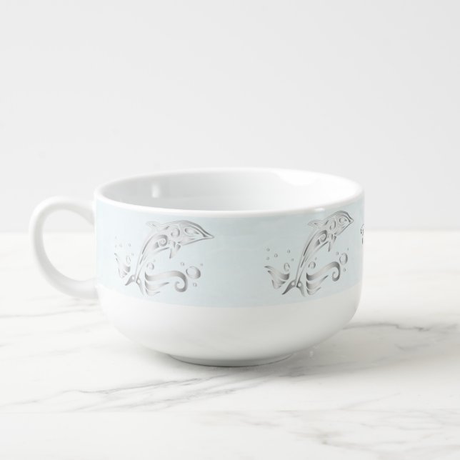 Gray Dolphin Soup Mug (Right)