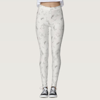 Gray Doodle Line Art Leggings