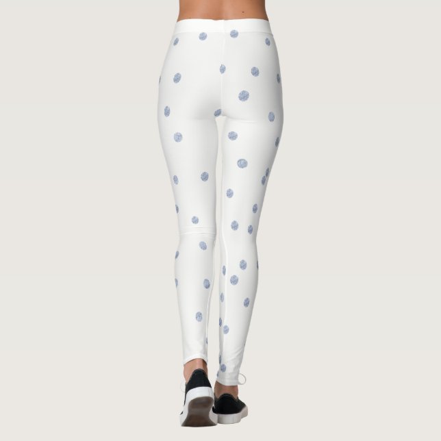 Gray Dots Circles White Leggings  (Back)